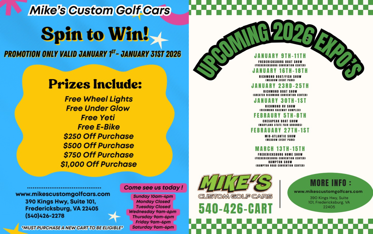Mikes Expo and Spin to Win